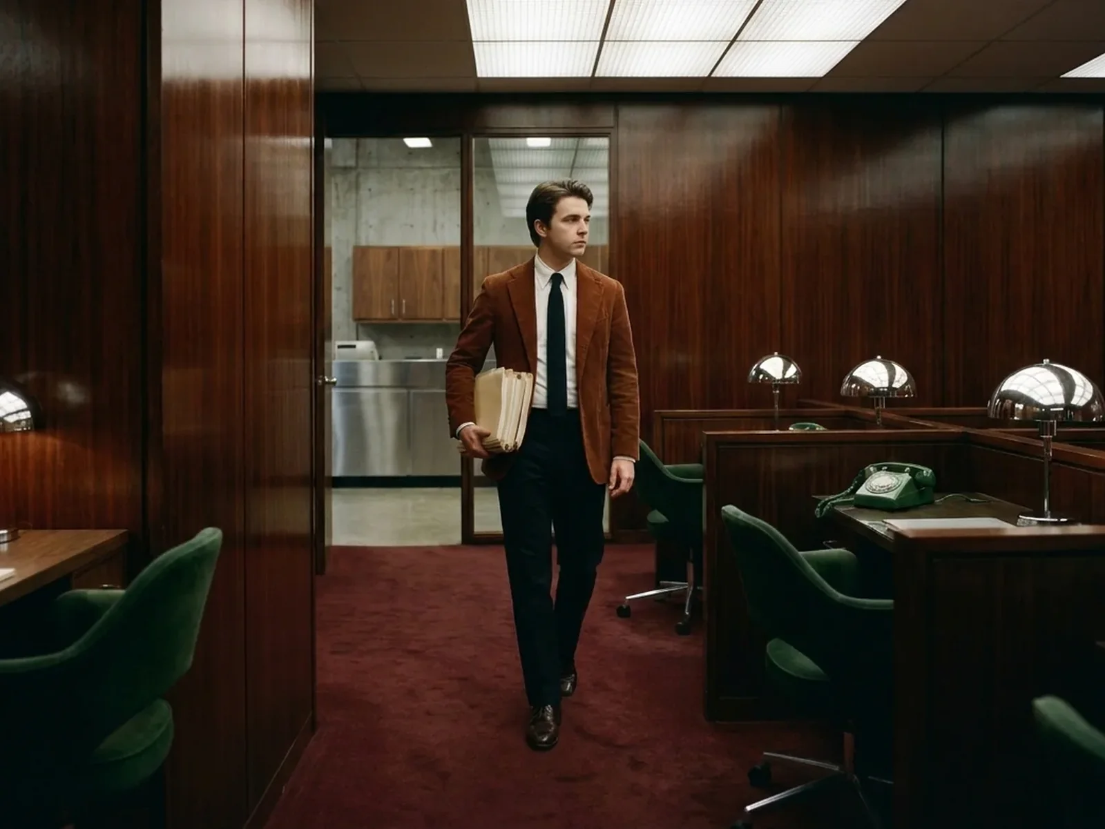 A Seeker carrying property files through the office, ready for the day's visits