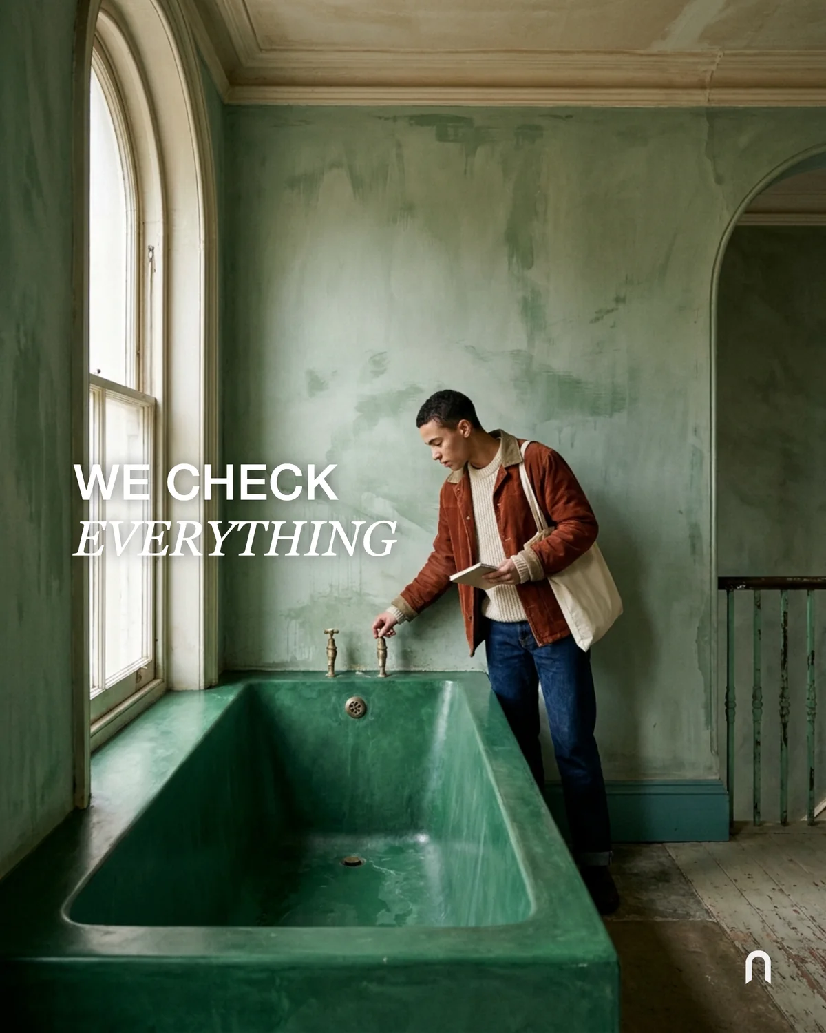 A Seeker checking the taps on a property visit - we check everything