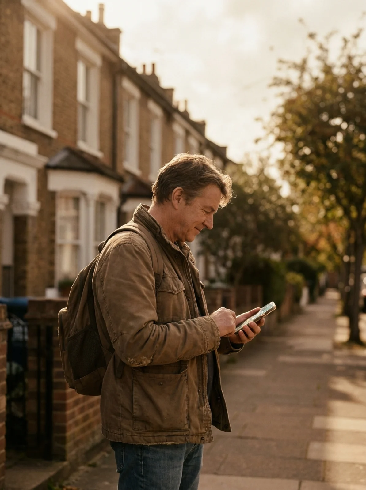 A Seeker on a London street checking the Seeky app