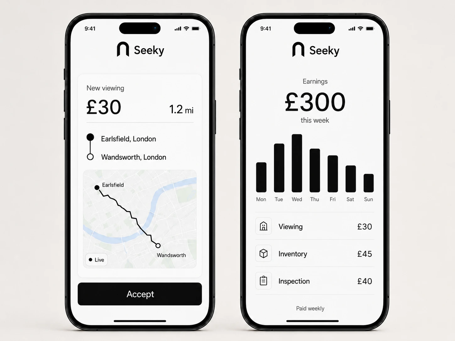 The Seeky Seeker app — see the pay before you accept